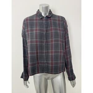 CP Shades Shirt Womens Medium Gauze Plaid Relaxed Long Sleeve Button Up Barn